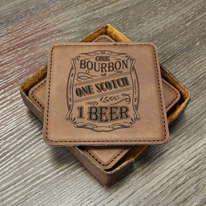 Bourbon Lover Coasters, Bourbon Gifts, Man Cave Coaster, Scotch Coaster, Beer Coasters, Barware Coasters, Barroom, Set of 6 With Holder