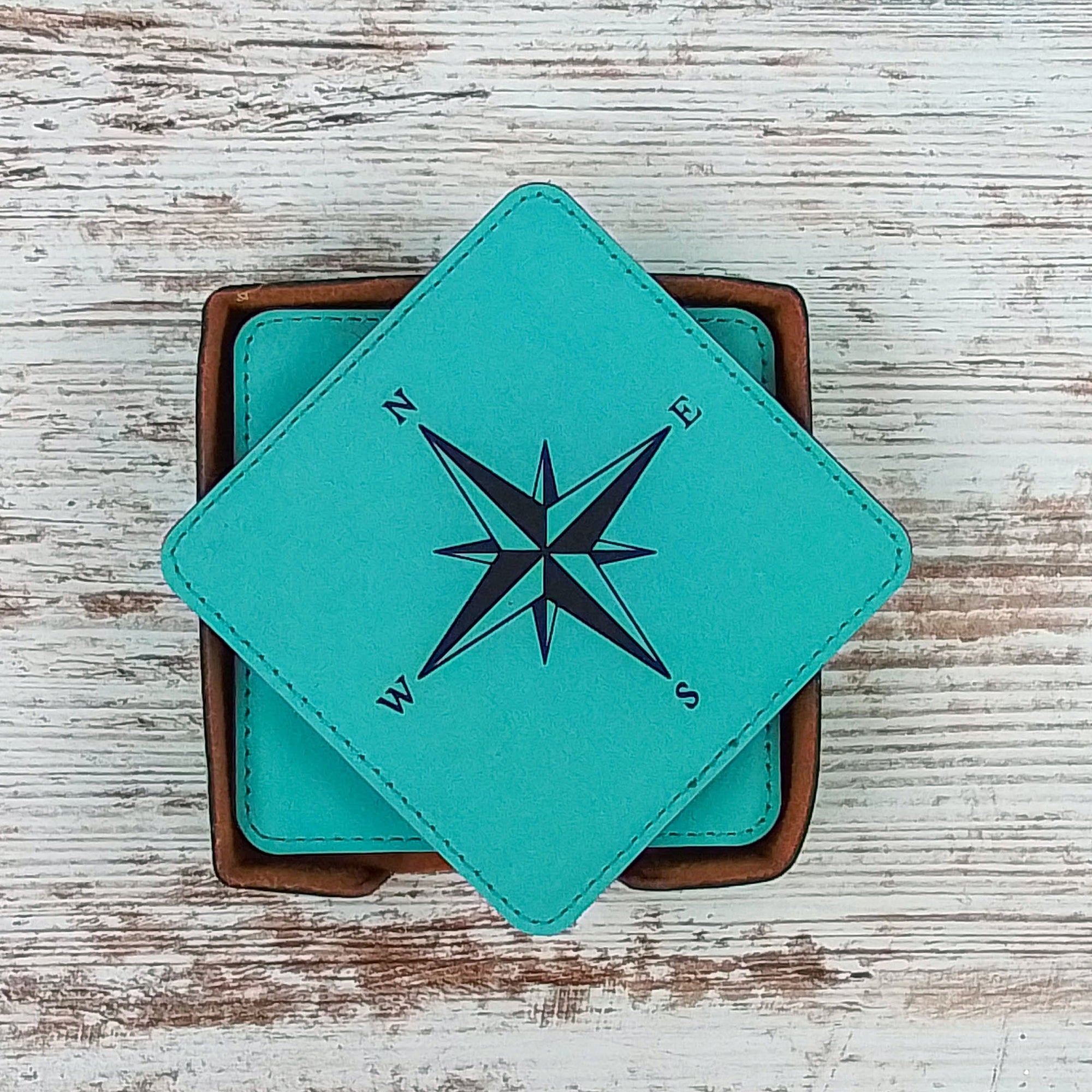 Nautical Compass Coasters, Sailing Gifts, Boating Coaster, Boat Coaster, Barware Coasters, Barroom, Set of 6 With Holder vrs 2
