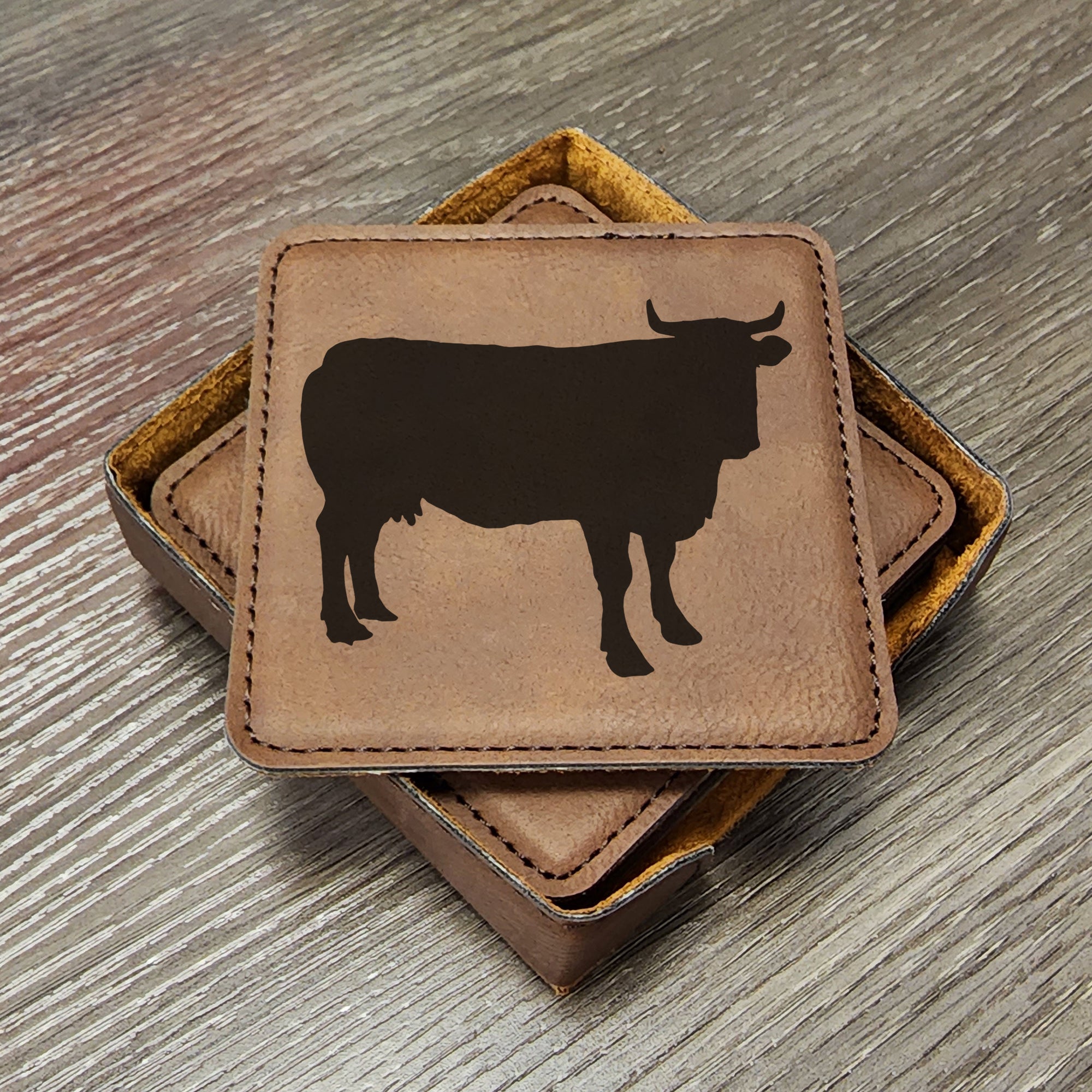 Cattle Coasters, Farmhouse Gifts, Beef Farmer Coasters, Cow Coaster, Barware Coasters, Barroom, Set of 6 With Holder
