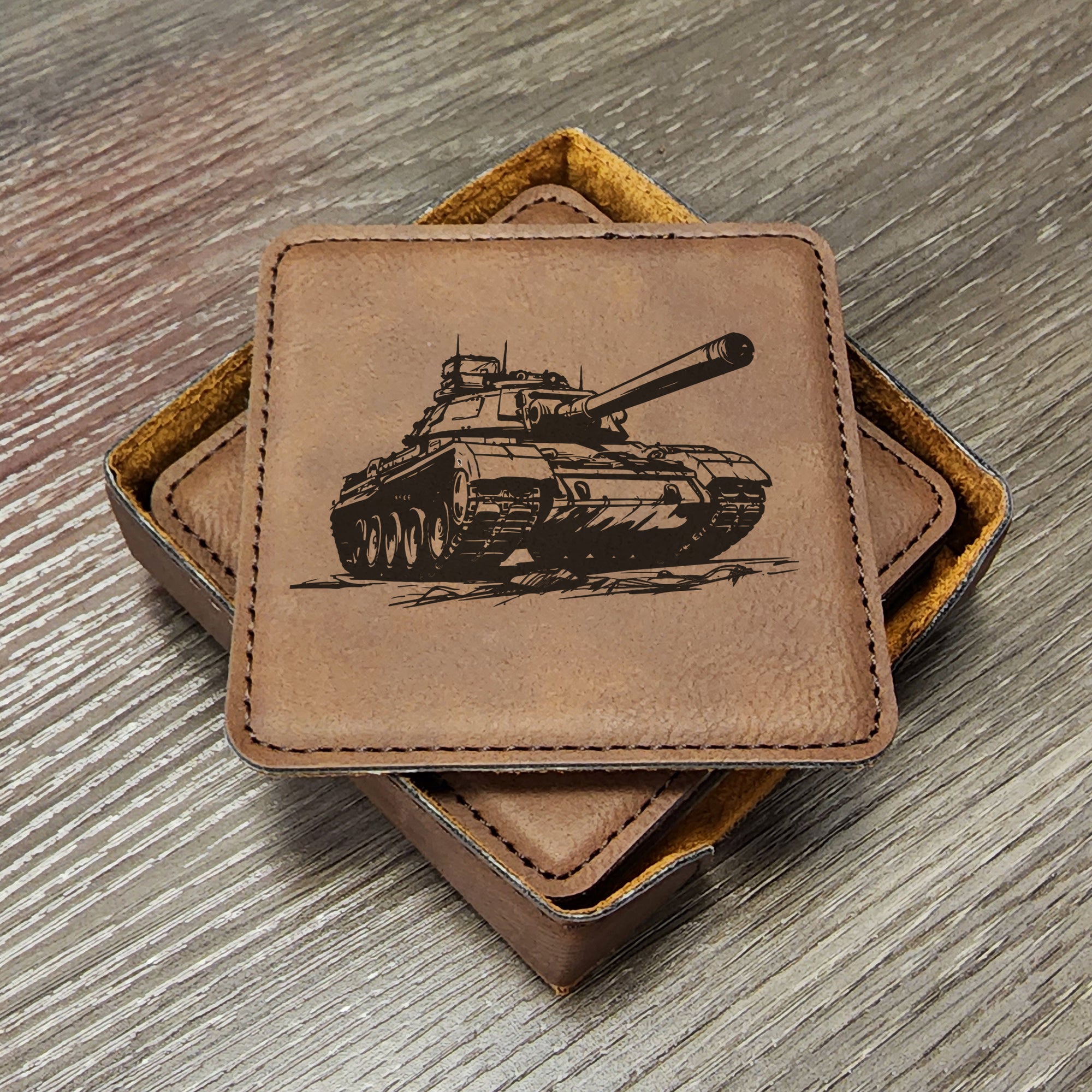 Military Tank Coaster, Military Proud Coaster, Army Tank Coasters, Military Father's Day Gifts, Set of 6 With Holder