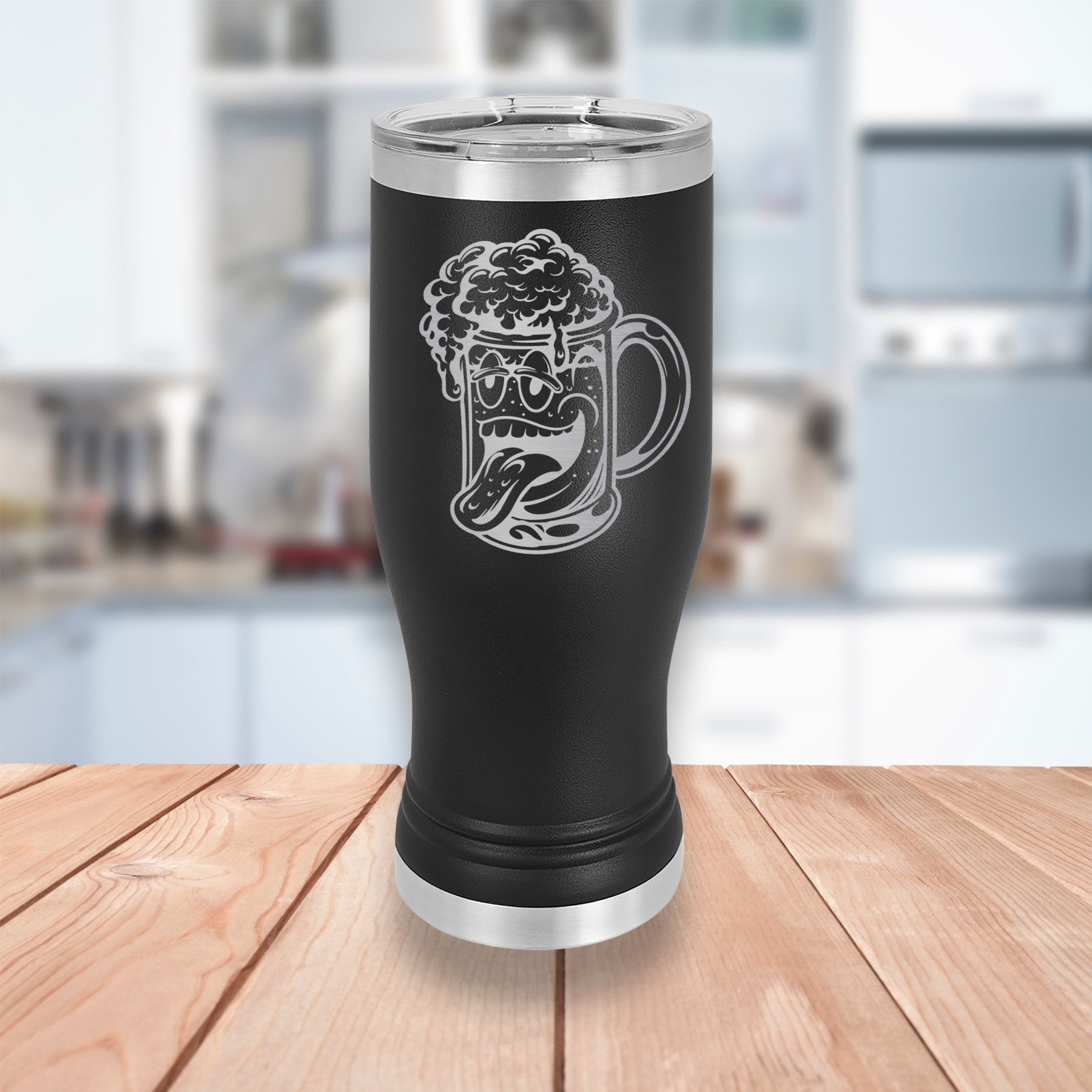 Custom Stainless Pilsner Tumbler 20oz, Happy Beer Mug Engraved Cup, Gift For Dad, Glass Craft Beer Lover Hops Beer Gift Cup Light Beer Logo