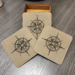 Nautical Compass Coasters, Sailing Gifts, Boating Coaster, Boat Coaster, Barware Coasters, Barroom, Set of 6 With Holder vrs 1