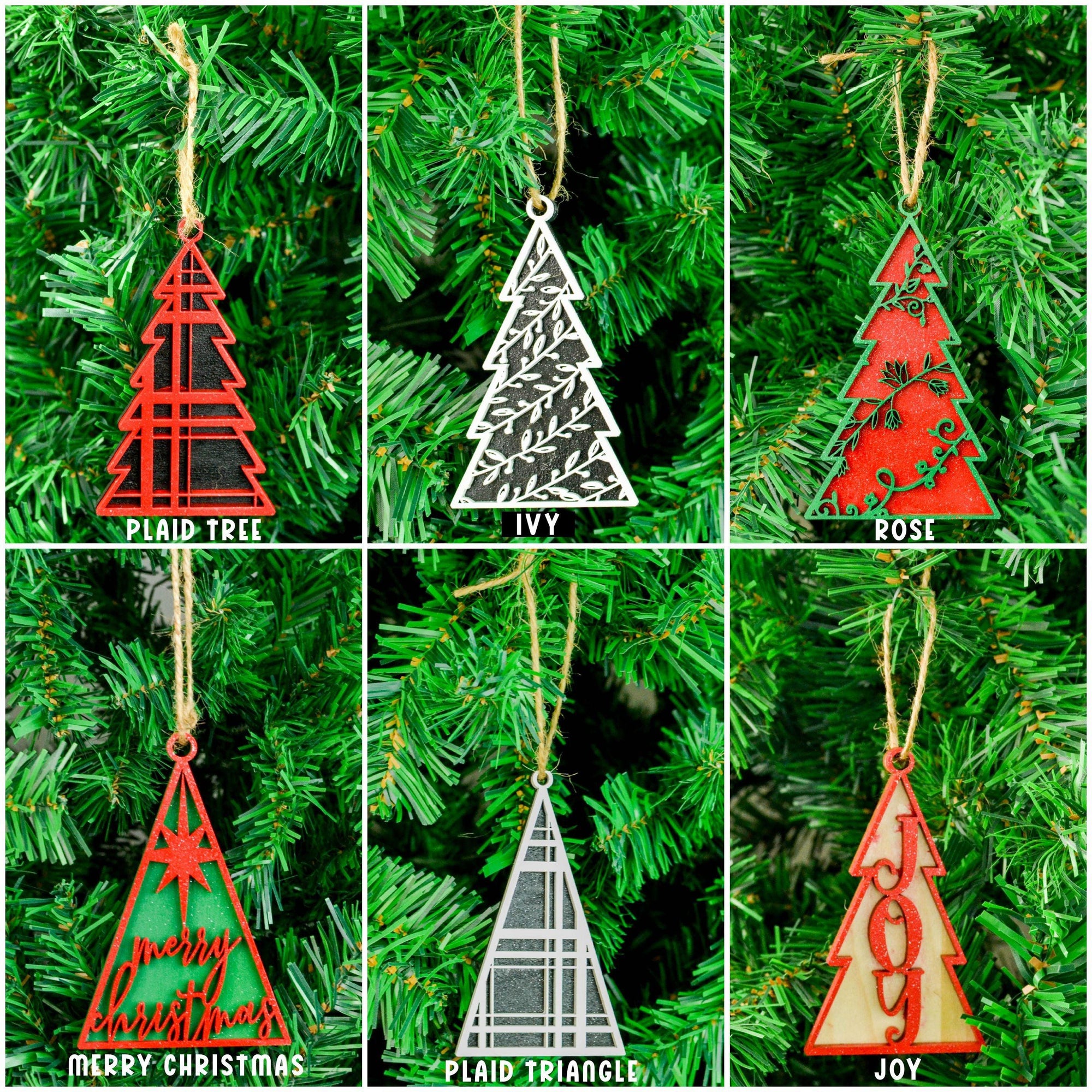 Custom Lasered Traditional Christmas Tree Shape Ornaments - Knot Creatives