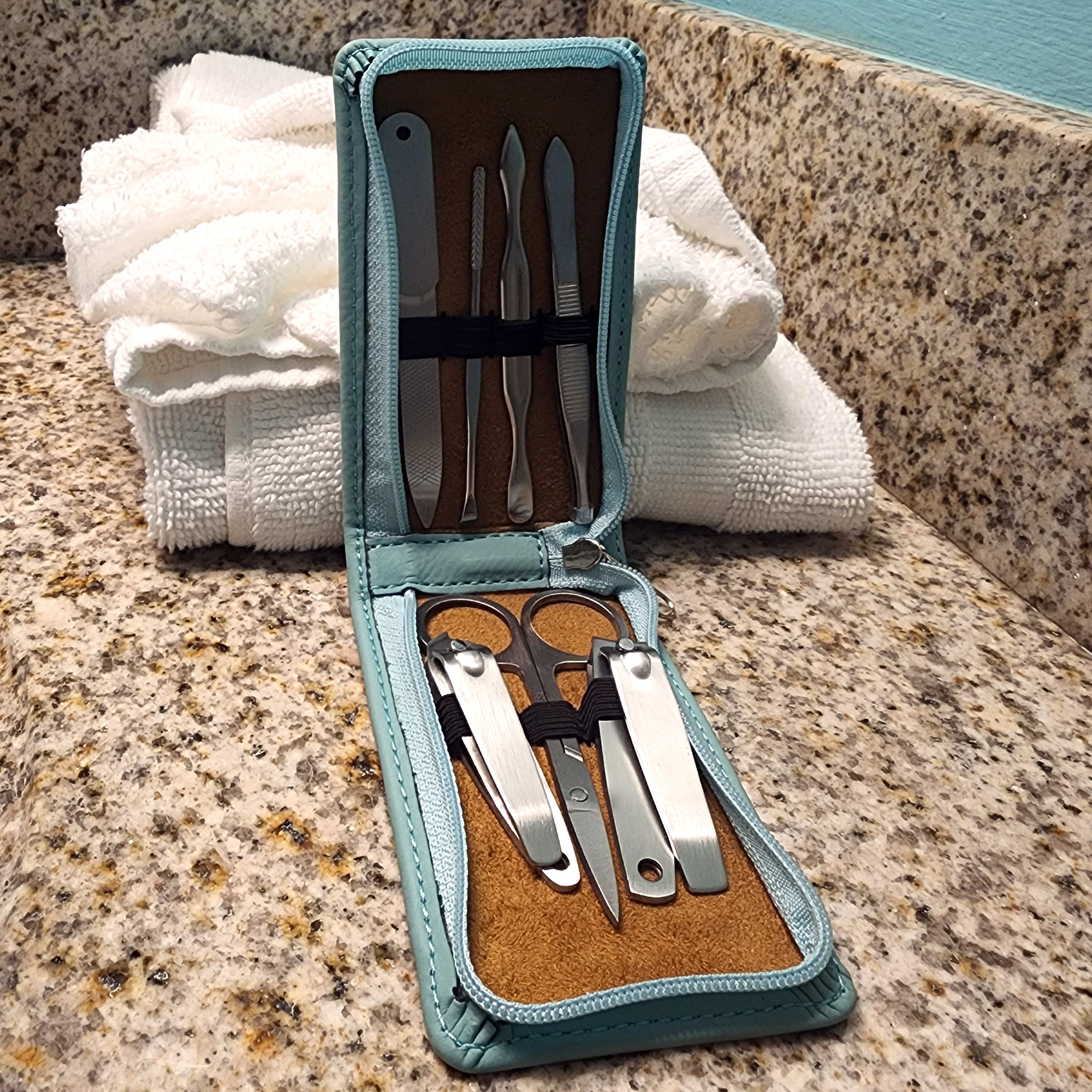 Leather Manicure Set - Customized with your Logo - Great for client gifts, merchandising - AirBnB STR VRBO