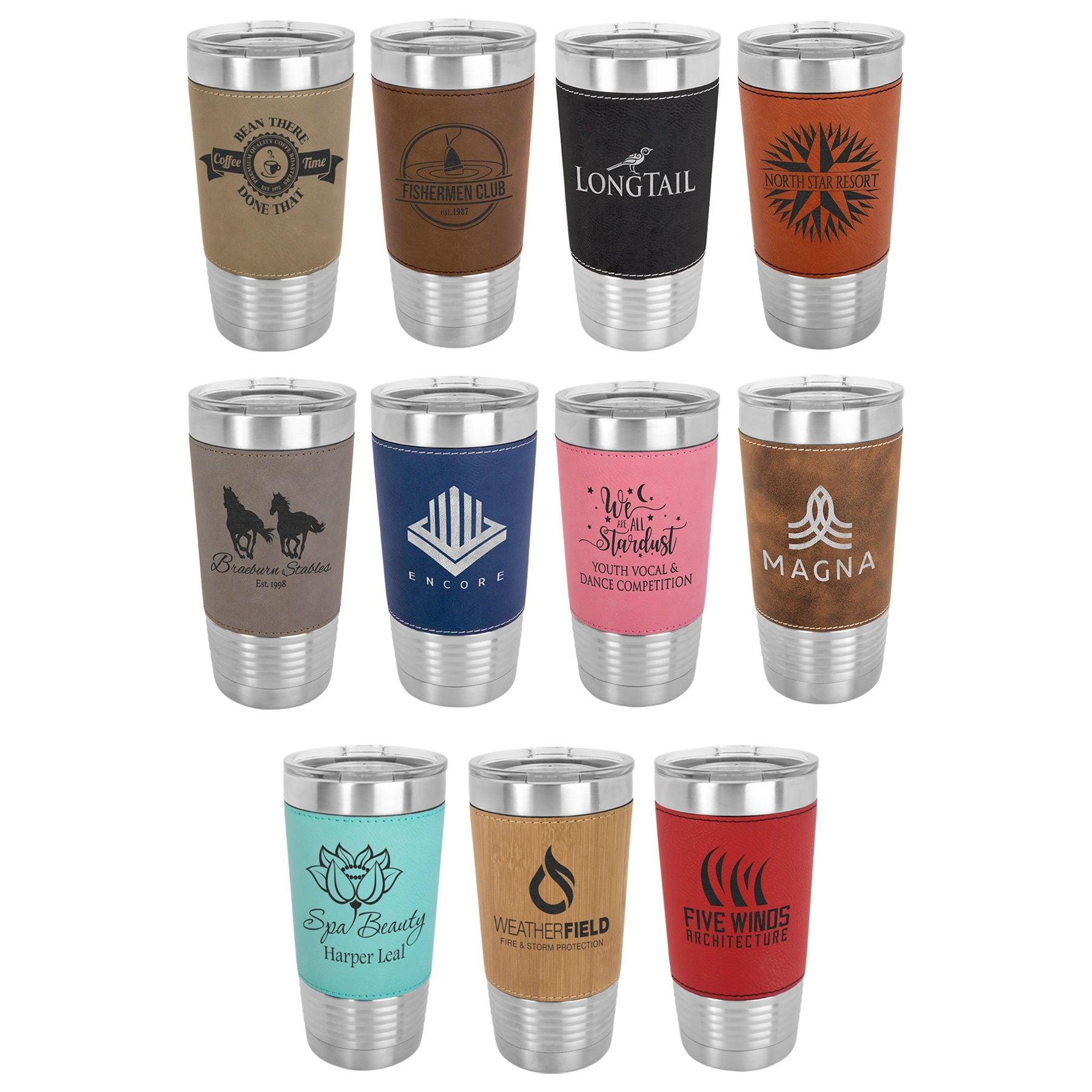 Custom Branded Leather Wrapped Tumbler 20oz - Knot Creatives