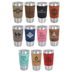 Custom Branded Leather Wrapped Tumbler 20oz - Knot Creatives