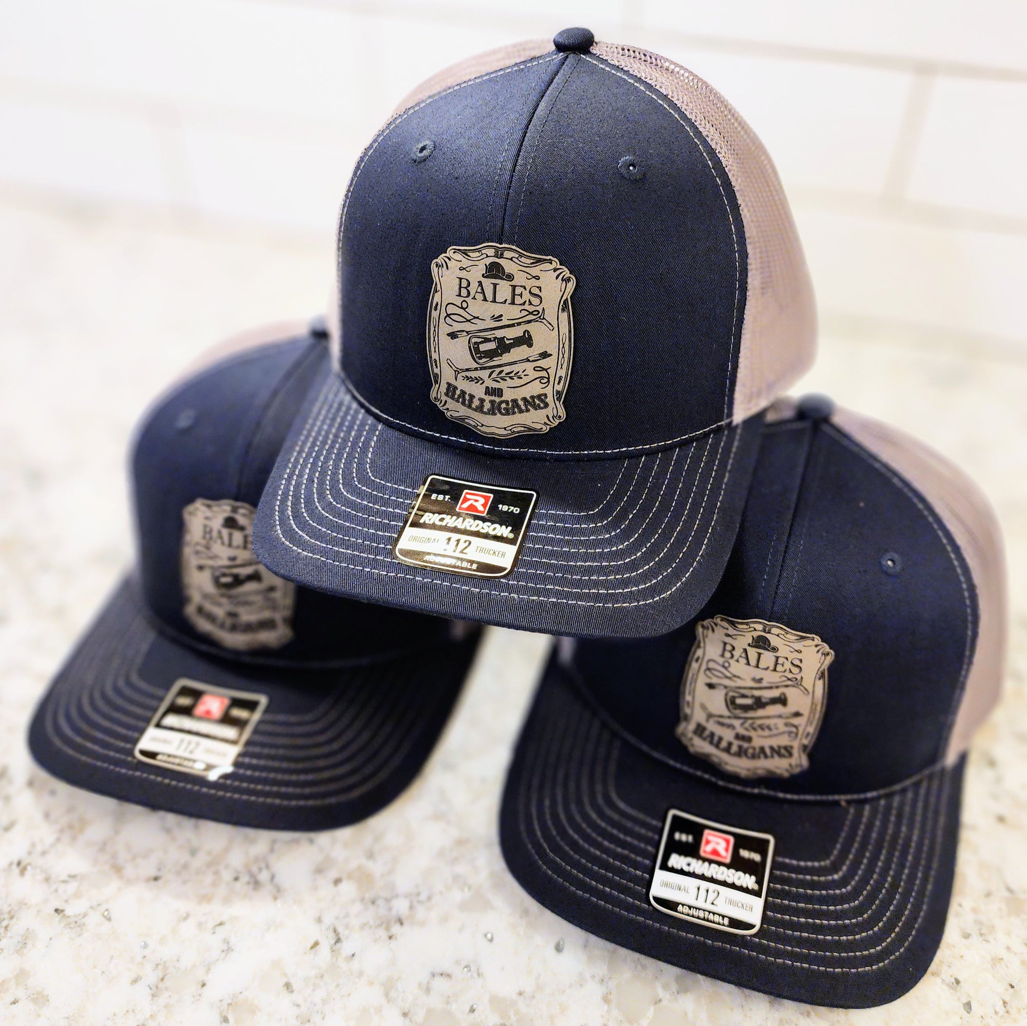 Bulk Branded Custom Logo Leather Patch Hats - Richardson 112 Trucker Hat