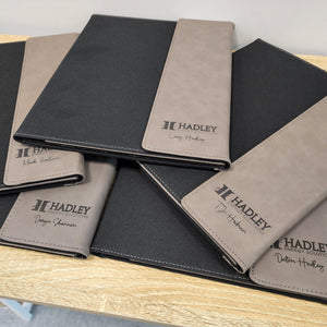 Custom Branded Leather Portfolio with Flap Closure and Lined Notepad - Knot Creatives