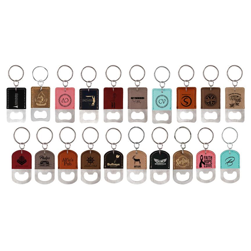 Custom Branded Engraved Leather Keychain Bottle Openers