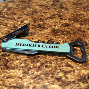 Leather Corkscrew Wine Bottle Opener - Customized with your Logo - Great for client gifts, merchandising - AirBnB STR VRBO