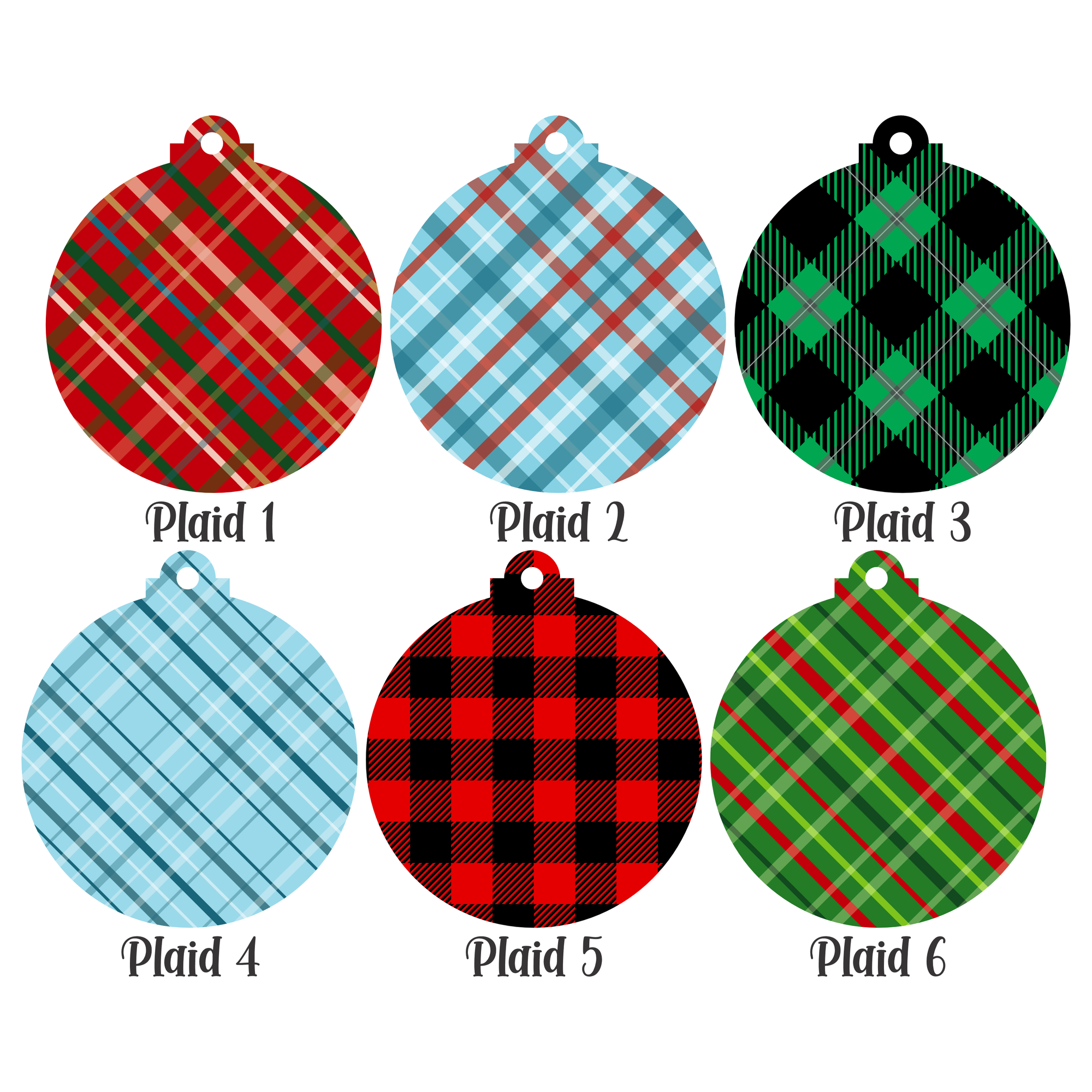 UV Printed Buffalo Plaid Monogram Ornaments 3" - Farmhouse Christmas Holidays