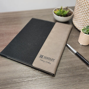 Custom Branded Leather Portfolio with Flap Closure and Lined Notepad - Knot Creatives