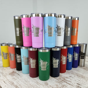 Skinny Tumbler 22oz - Your Logo with Bulk Pricing - Many Different Colors